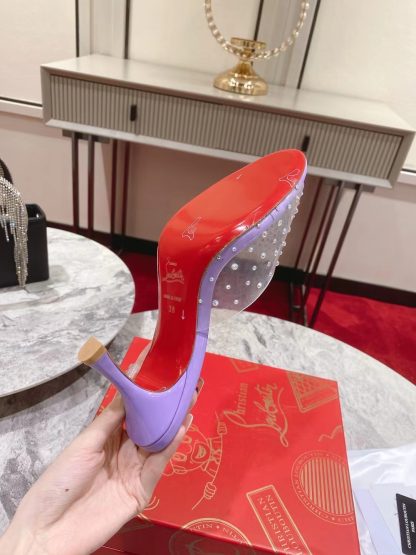 Christian Louboutin Film Diamond Peep-Toe High Heels - Image 6