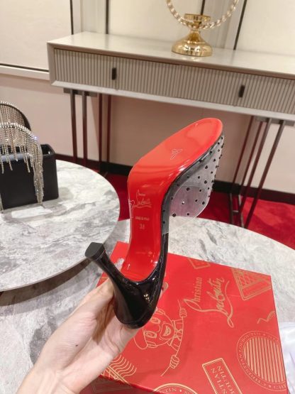 Christian Louboutin Film Diamond Peep-Toe High Heels - Image 6