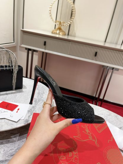 ChristianLouboutin cute retro fish mouth diamond high heel sandals - Image 6