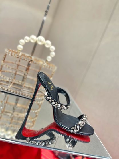 Christian Louboutin Chain Studded High Heels Sandals - Image 6