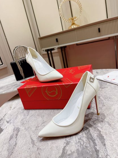 Christian Louboutin patent leather CL buckle high heels - Image 6