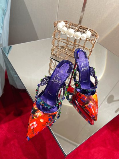 ChristianLouboutin rhinestone spike exquisite sandals high heels - Image 6