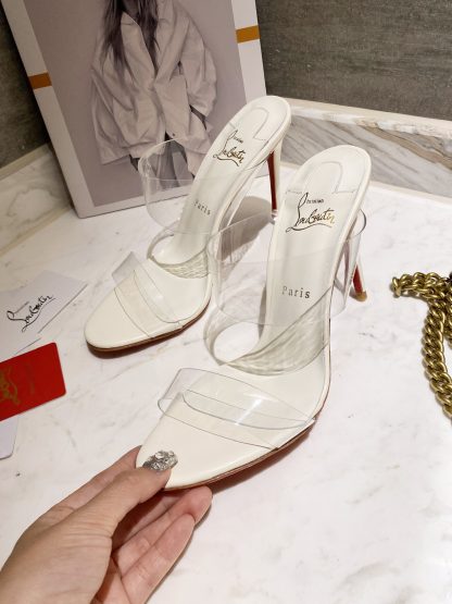 ChristianLouboutin transparent one-strap red bottom sandals high heels - Image 5
