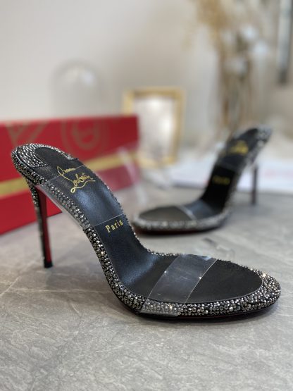 ChristianLouboutin transparent one-strap diamond sandals high heels - Image 5
