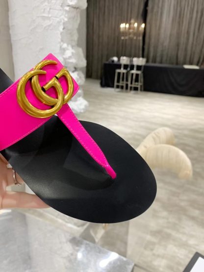 Gucci Double G buckle ribbon square toe flat slides - Image 7