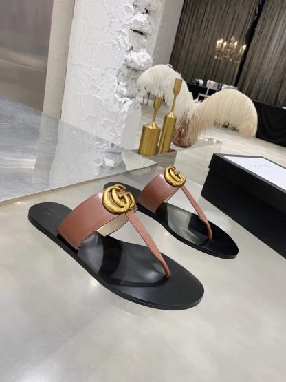 Gucci Double G buckle ribbon square toe flat slides - Image 7