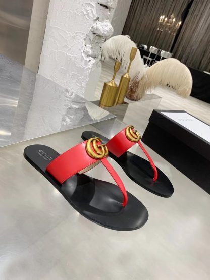 Gucci Double G buckle ribbon square toe flat slides - Image 7