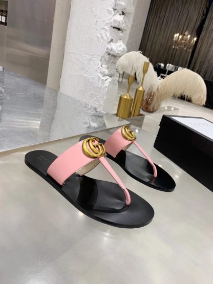 Gucci Double G buckle ribbon square toe flat slides - Image 7