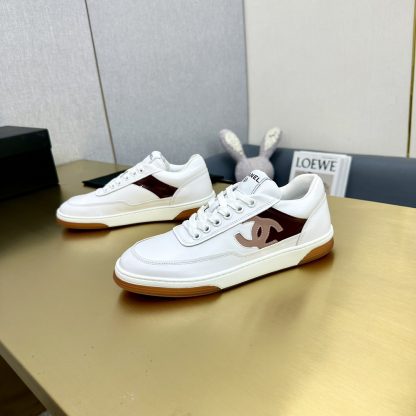 Chanel classic design white and brown mixed casual sneakers - Image 6
