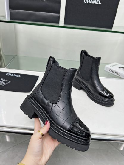 Chanel's latest autumn and winter fashion all-match black leather boots - Image 6