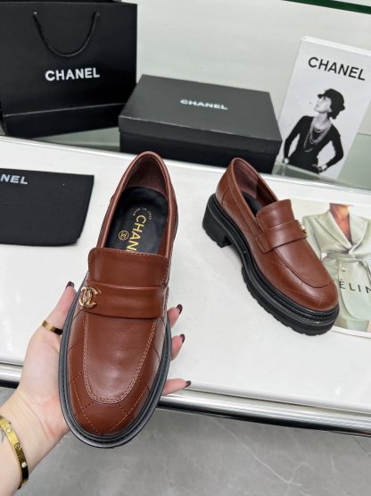 Chanel autumn and winter new brown versatile leather loafers - Image 6
