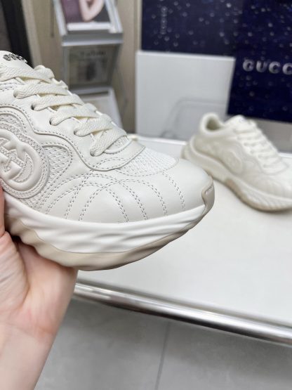 Chanel White Leather and Knitted Casual Sneakers - Image 5