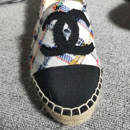 Chanel colorful checkered linen textured casual shoes - Image 5