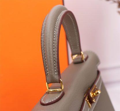 Hermes Elephant Grey Kelly Handbag Size 28cm 25cm - Image 6