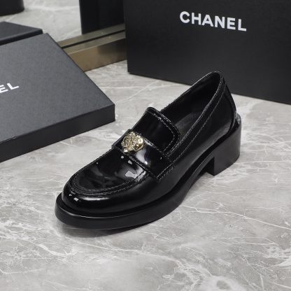 Chanel early spring new love buckle thick heel black loafers heel height 4.5cm - Image 6