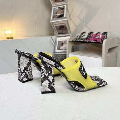 VERSACE square toe block heel sandals high heels - Image 6