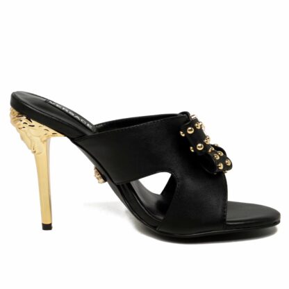 VERSACE Bow Gold Stud Sandals High Heels - Image 6
