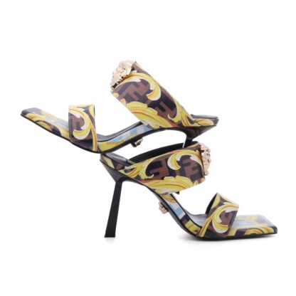 VERSACE Minimalist Comfortable Square Toe High Heels Sandals - Image 6