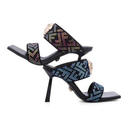 VERSACE Simple Comfortable Rhinestone High Heels Sandals - Image 6