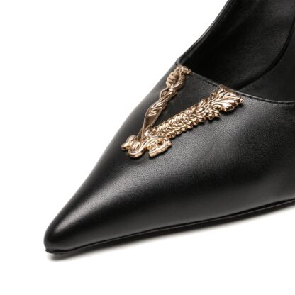 VERSACE Fashion Classic V-Buckle High Heels - Image 6