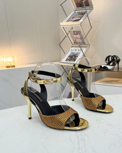 VERSACE new style brooch buckle rhinestone high-heeled sandals - Image 6