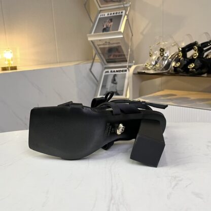 VERSACE new square toe chunky heel sandals high heels - Image 6