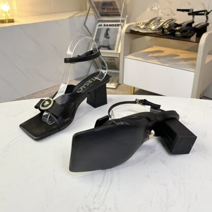 VERSACE new square toe chunky heel sandals high heels - Image 6