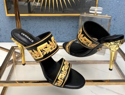 VERSACE New Fashion Printed Sandals High Heels - Image 6