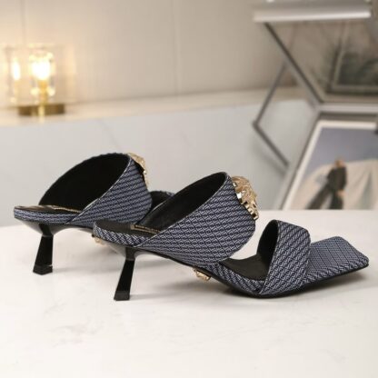 VERSACE canvas jacquard pattern fashion high heels - Image 6
