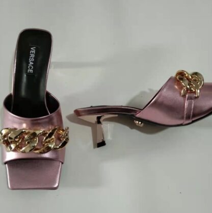 VERSACE SQUARE TOE CHAIN ​​HIGH HEELS - Image 6