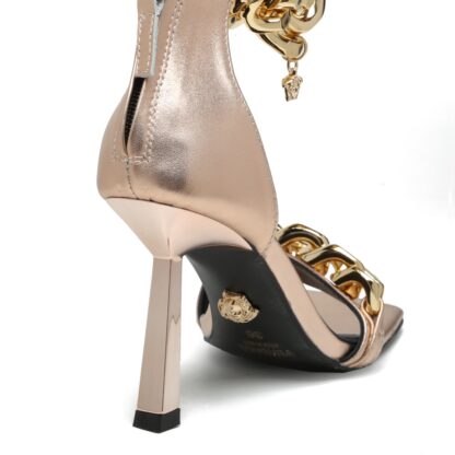 VERSACE SQUARE TOE CHAIN ​​HIGH HEELS - Image 6
