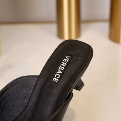 VERSACE square toe rhinestone high heels - Image 6