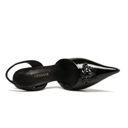 VERSACE elegant patent leather slingback sandals high heels - Image 6
