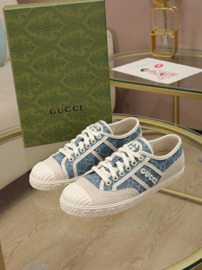 Gucci Double G embroidered low-top lace-up fashion sneakers - Image 7