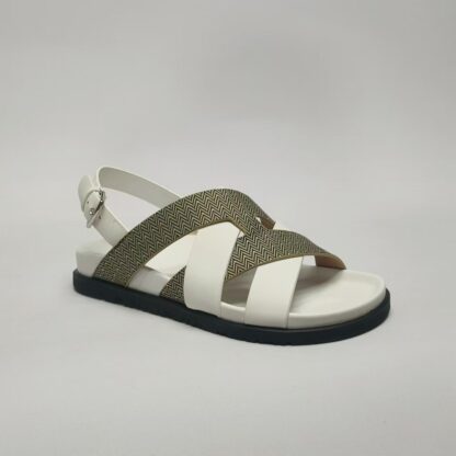 Hermès white and grey couple woven sandals - Image 6