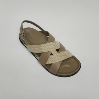 Hermès Grey Brown Couple Braided Sandals - Image 6