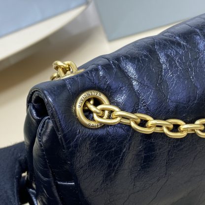 Balenciaga Monaco fluffy bag black and gold mini chain bag - Image 6