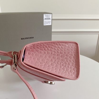 Balenciaga Crocodile Pattern Blush Pink Silver Buckle Shoulder Bag - Image 5