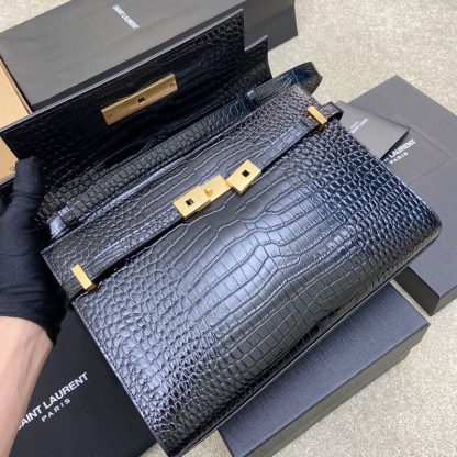 Ysl black crocodile pattern 𝑴𝒂𝒏𝒉𝒂𝒕𝒕𝒂𝒏 baguette bag - Image 6