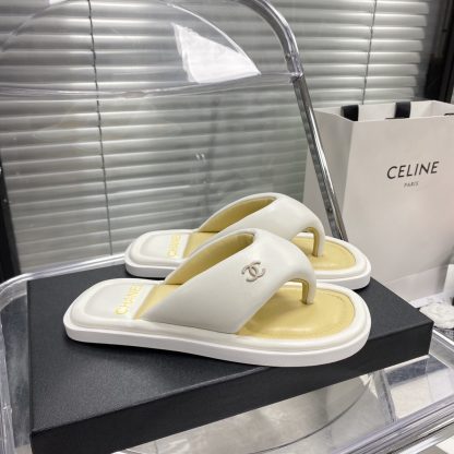 Chanel Summer Macaron White New Bread Cute Beach Flip Flops Bottom Thickness: 2cm - Image 2