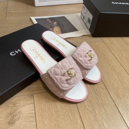 Chanel early autumn pink cute sweet fashionable slippers - Image 6