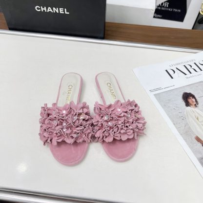 Chanel Spring/Summer Dance Shoes Collection Pink Retro Printed Brick Slippers - Image 6