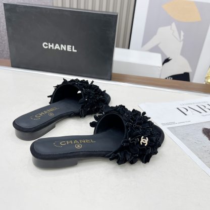 Chanel Spring/Summer Dance Shoes Collection Black Retro Printed Brick Slippers - Image 6