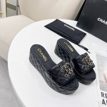 Chanel Spring/Summer Dance Shoes Series Black European and American Catwalk New Slippers Heel Height 6.5cm - Image 6