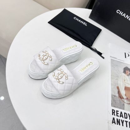 Chanel Spring/Summer Dance Shoes Series White European and American Show New Slippers Heel Height 6.5cm - Image 6
