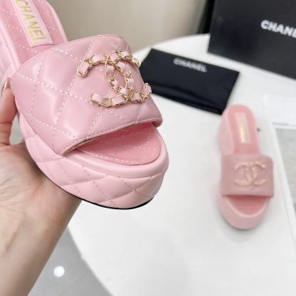 Chanel Spring/Summer Dance Shoes Collection Pink European and American Catwalk New Slippers Heel Height 6.5cm - Image 6