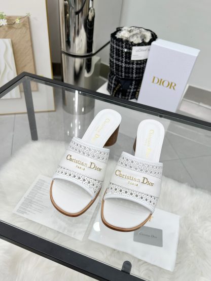 Dior D-Lane Women's Round Heel Hollow High Heel Sandals - Image 6
