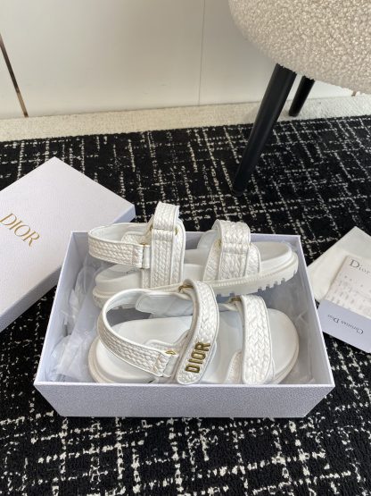 Dior white Velcro strap woven flat sandals - Image 6