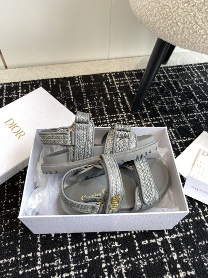 Dior hot-selling magic tape one-strap woven flat sandals - Image 6