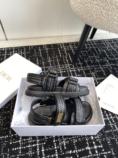 Dior black Velcro strap woven flat sandals - Image 6